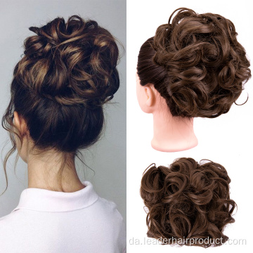 Scrunchie Combs Bun Curly Updo Hårstykker til kvinder